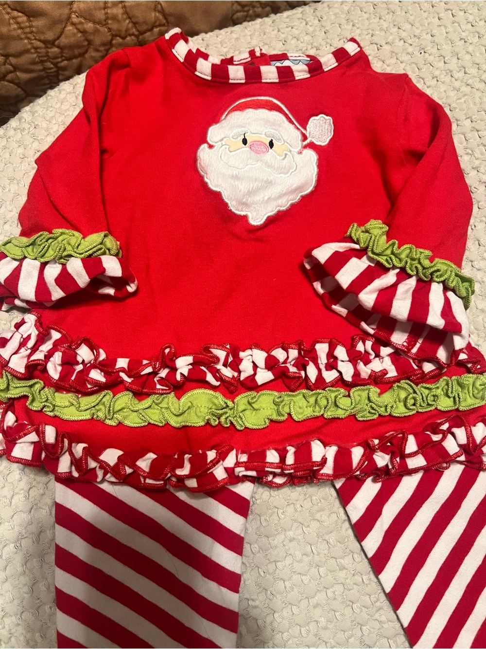 Three Sisters Red Santa Ruffle Set- size 6mon